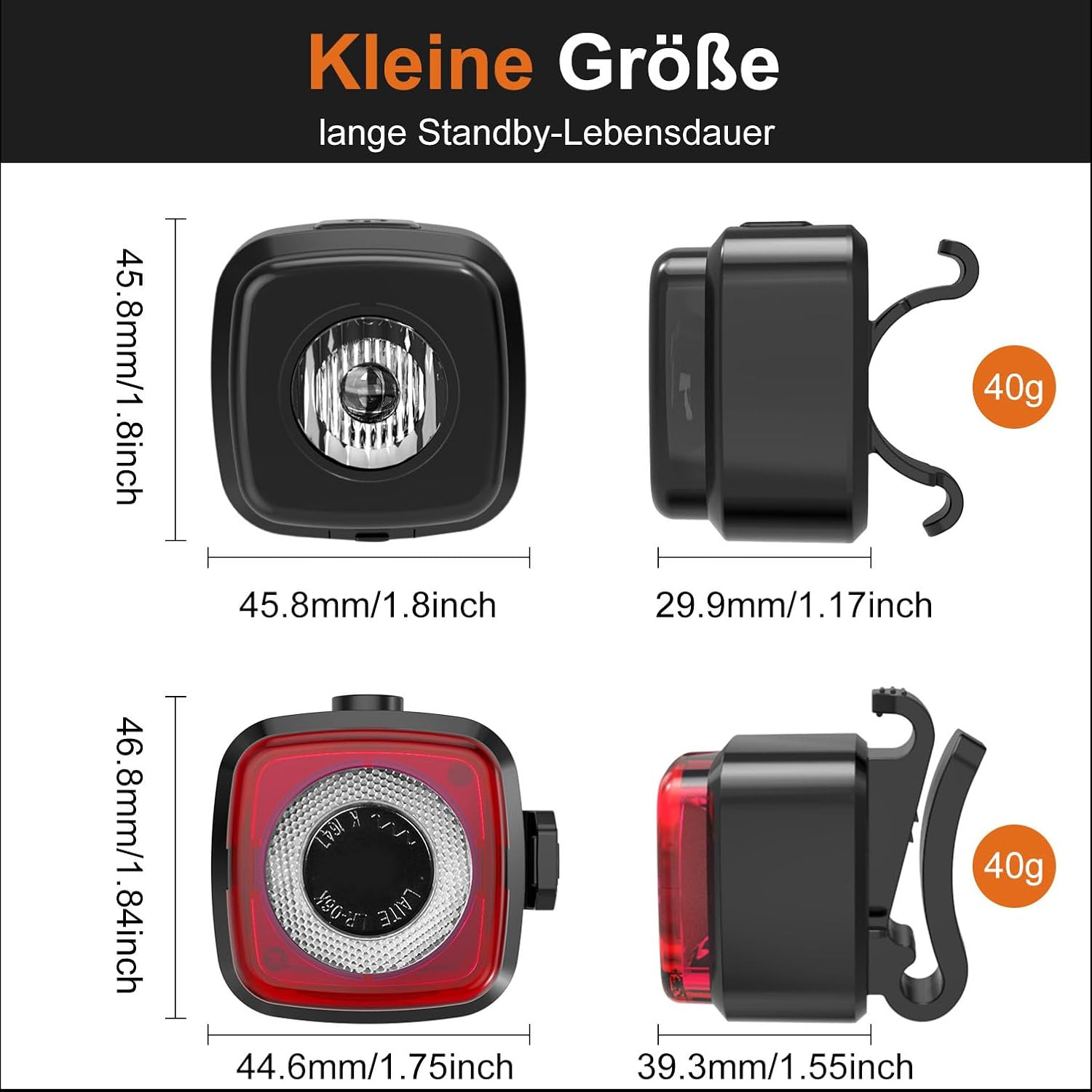 Antimi Fahrradlicht-Set StVZO USB-C IPX5 Frontlicht Rücklicht schwarz – Bild 4