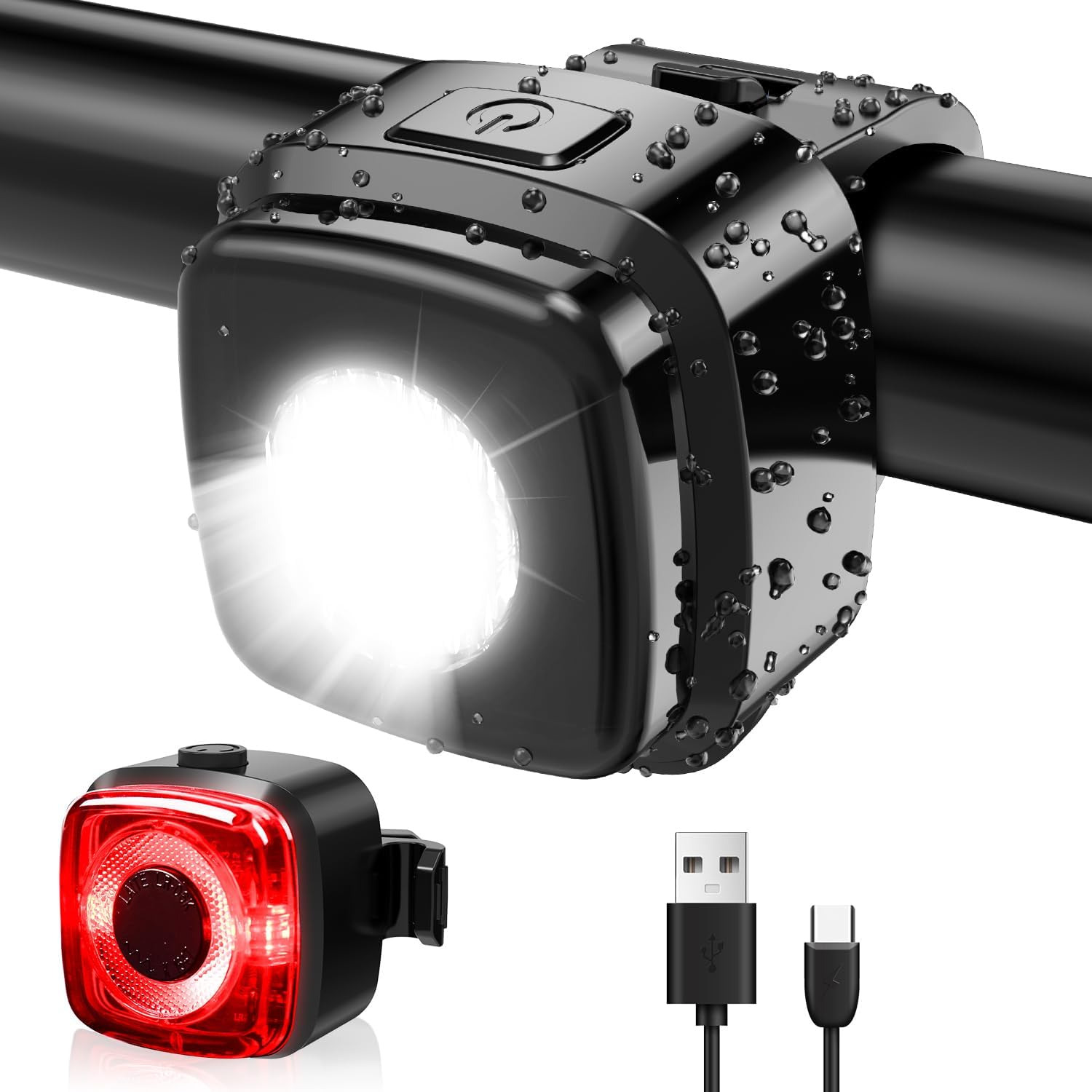 Antimi Fahrradlicht-Set StVZO USB-C IPX5 Frontlicht Rücklicht schwarz