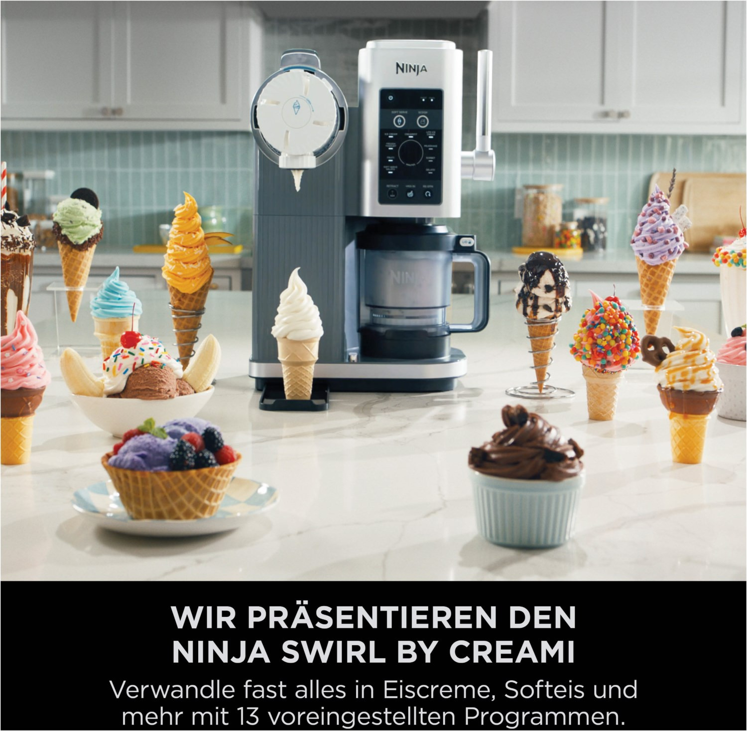 Ninja Creami Scoop & Swirl NC701EU 13-in-1 Softeis-Maschine 800W Silber – Bild 4