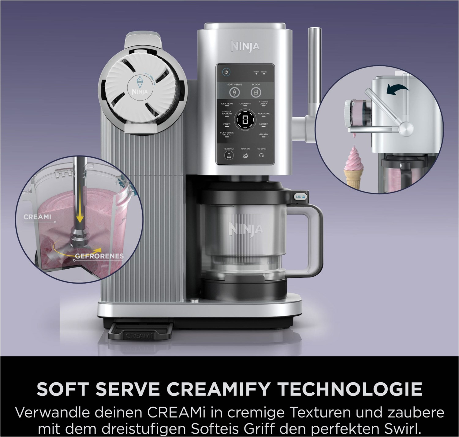 Ninja Creami Scoop & Swirl NC701EU 13-in-1 Softeis-Maschine 800W Silber – Bild 6