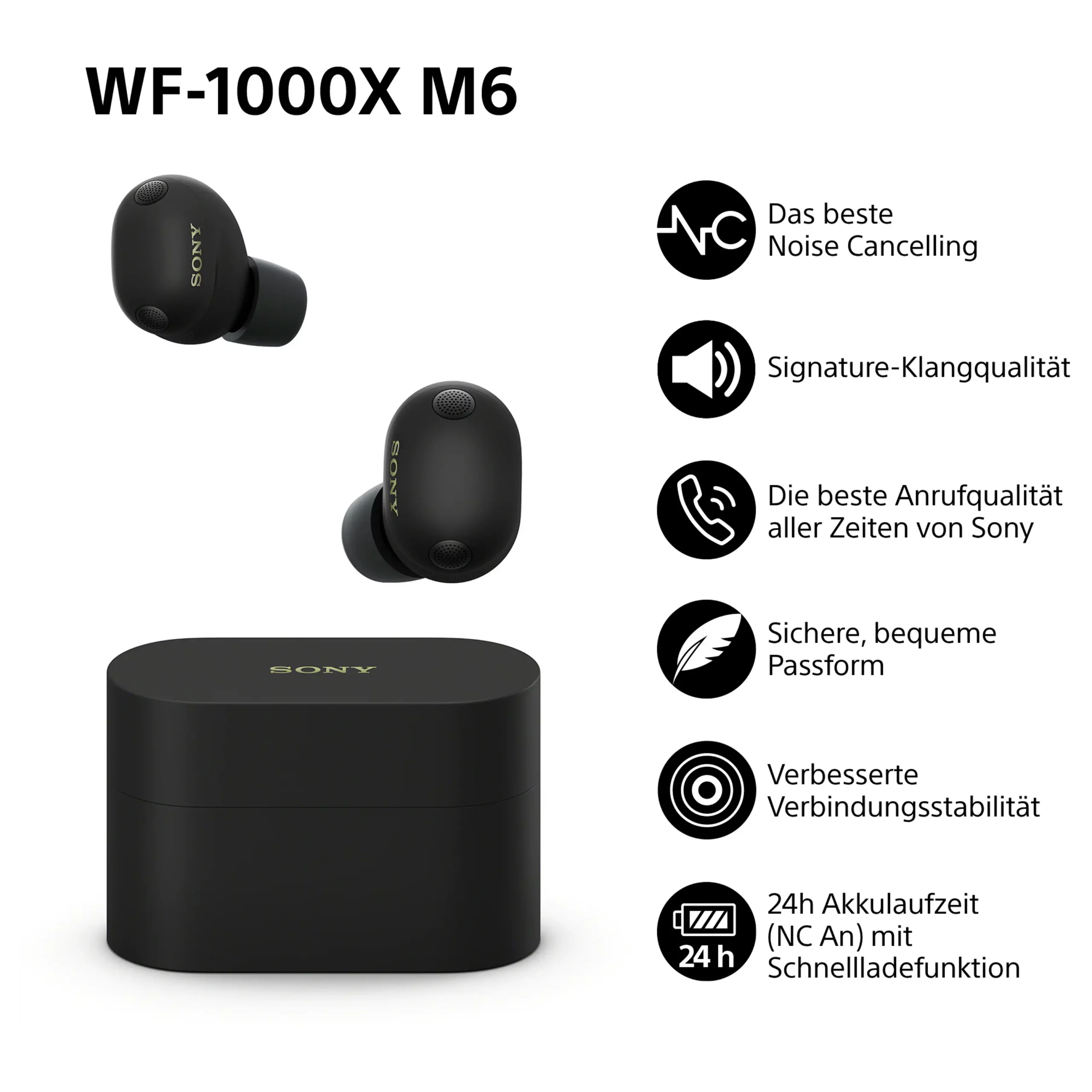 Sony WF-1000XM6 True Wireless BT In Ear Kopfhörer Schwarz – Bild 7