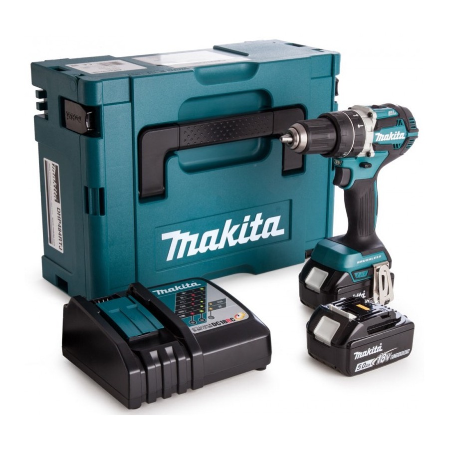 Makita DHP485RTJ Akku-Schlagbohrschrauber 18V 5Ah 2x Akku MacPac