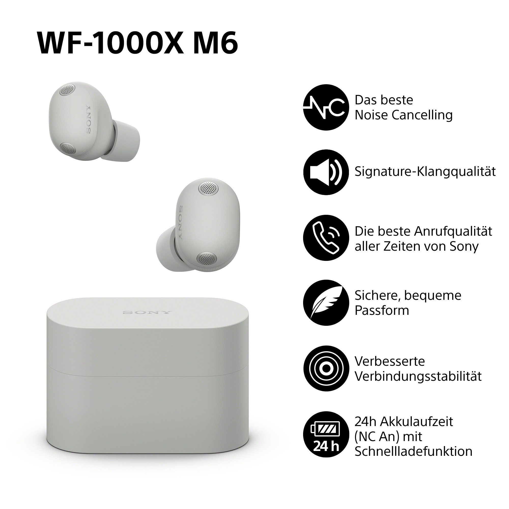 Sony WF-1000XM6 True Wireless BT In Ear Kopfhörer Platinum Silber – Bild 4